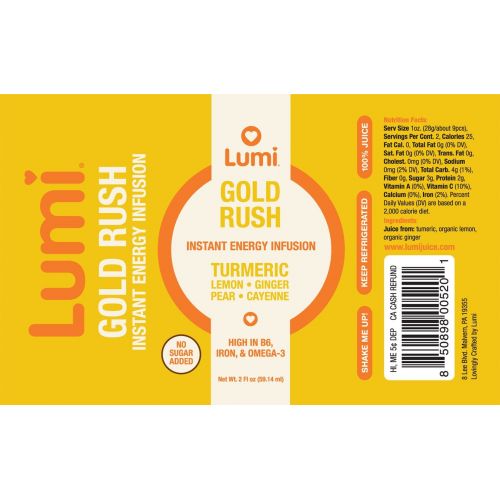  Lumi Juice Gold Rush Turmeric Nutrition Shots, 2 Ounce (Pack of 30)