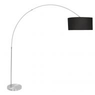 Salon Contemporary Floor Lamp with Satin Nickel Base and Black Shade by LumiSource