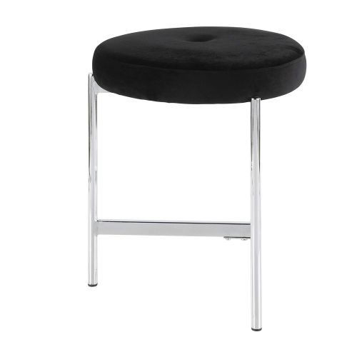  Chloe Contemporary Vanity Stool in Chrome and Black Velvet by LumiSource