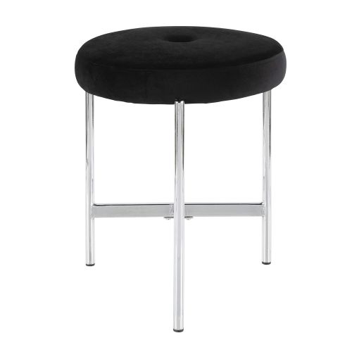  Chloe Contemporary Vanity Stool in Chrome and Black Velvet by LumiSource