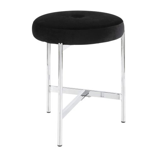  Chloe Contemporary Vanity Stool in Chrome and Black Velvet by LumiSource