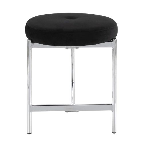  Chloe Contemporary Vanity Stool in Chrome and Black Velvet by LumiSource