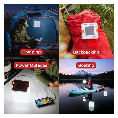  LuminAID Max QI 2-in-1 Solar Camping Lantern and Phone Charger - Inflatable LED Lamp for Camping, Hiking and Travel - Emergency Light for Power Outages, Hurricane, Survival Kits