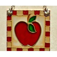 LuminaBella Stained Glass Apple Suncatcher, Panel. Autumn Harvest Fruit Wall Art Sun Catcher, Window Hanging or Ornament for Country Apple Kitchen Decor