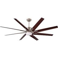 Luminance kathy ireland HOME Aira Eco LED 72 Inch Ceiling Fan Large Contemporary Fixture with Dimmable Lighting and DC Motor Modern 8 Blade Design with 6-Speed Wall Control and Downrod, Brus