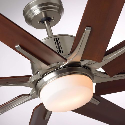  Luminance kathy ireland HOME Aira Eco LED 72 Inch Ceiling Fan Large Contemporary Fixture with Dimmable Lighting and DC Motor Modern 8 Blade Design with 6-Speed Wall Control and Downrod, Brus