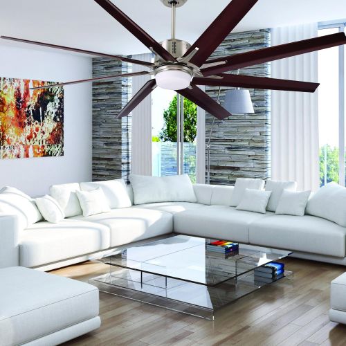  Luminance kathy ireland HOME Aira Eco LED 72 Inch Ceiling Fan Large Contemporary Fixture with Dimmable Lighting and DC Motor Modern 8 Blade Design with 6-Speed Wall Control and Downrod, Brus