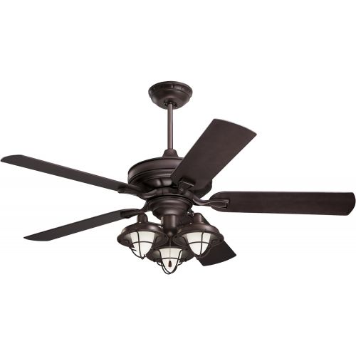  Luminance kathy ireland HOME Veranda Traditional Ceiling Fan, 52 Inch Indoor/Outdoor with Weather-Resistant Blades Semi Flush Mount with 4.5-Inch Downrod Light Kit Adaptable, Oil Rubbed Bron