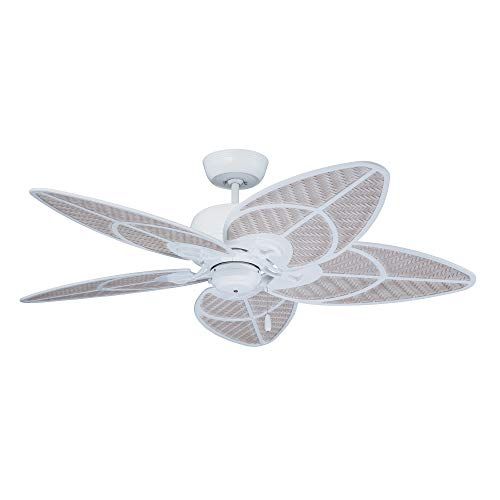  Luminance kathy ireland HOME Batalie Breeze Outdoor Ceiling Fan, 52 Inch Large Metal Fixture with Palm Leaf Blades, Quiet Motor, and Pull Chain Tropical Style for Outside and Indoor Home Dec