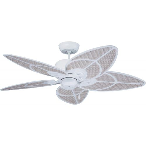  Luminance kathy ireland HOME Batalie Breeze Outdoor Ceiling Fan, 52 Inch Large Metal Fixture with Palm Leaf Blades, Quiet Motor, and Pull Chain Tropical Style for Outside and Indoor Home Dec