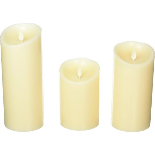  [아마존핫딜][아마존 핫딜] Set of 3 Luminara Flameless Candles 3.5x5 3.5x7 3.5x9 Ivory Moving Flame Candles with Timers and Remote Control