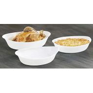 Luminarc Baking Dish Set Fine White Porcelain- Set of 3 Oval Shape | European Made | Extra Light and Resistant Oven Cookware