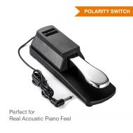 Luminously Universal Electric Sustain Pedal for Keyboard - With Polarity Switch- Best Silver Pedal- 6 Foot Cable - Perfect for Real Acoustic Piano Feel