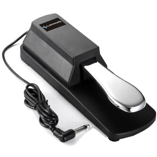  Luminously Universal Electric Sustain Pedal for Keyboard - With Polarity Switch- Best Silver Pedal- 6 Foot Cable - Perfect for Real Acoustic Piano Feel