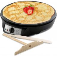 Lumme Crepe Maker - Nonstick 12-inch Breakfast Griddle Hot Plate Cooktop with Adjustable Temperature Control and LED Indicator Light, Includes Wooden Spatula and Batter Spreader.