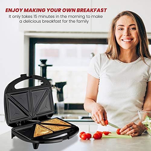  [아마존베스트]Lumme Sandwich Maker, Sandwich Toaster, Panini Press, Quesadilla Maker, Grilled Cheese, French Toast Press, Pizza Pockets Press, Indicator light, Omelet, White (White)