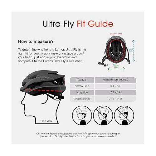  Lumos Lightweight Bike Helmet | Ultra Fly | Built-in Sunglasses Port | Custom-Made Fit System for Adult Men & Women | Bicycle Cycling Accessories