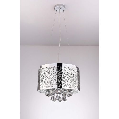  Lumos Modern Chandeliers with 3 Lights Pendant Light with Crystal Drops, Ceiling Light Fixture for Dining Room, Bedroom, Living Room (Silver)