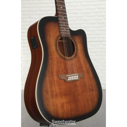  Luna Art Vintage 12-string Acoustic-electric Guitar - Distressed Vintage Brownburst