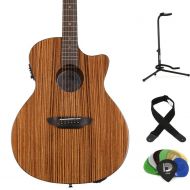 Luna Gypsy Grand Concert Acoustic-Electric Guitar Essentials Bundle - Zebrawood