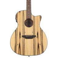 Luna Gypsy Exotic Black and White Ebony Grand Concert Acoustic-electric Guitar - Gloss Natural