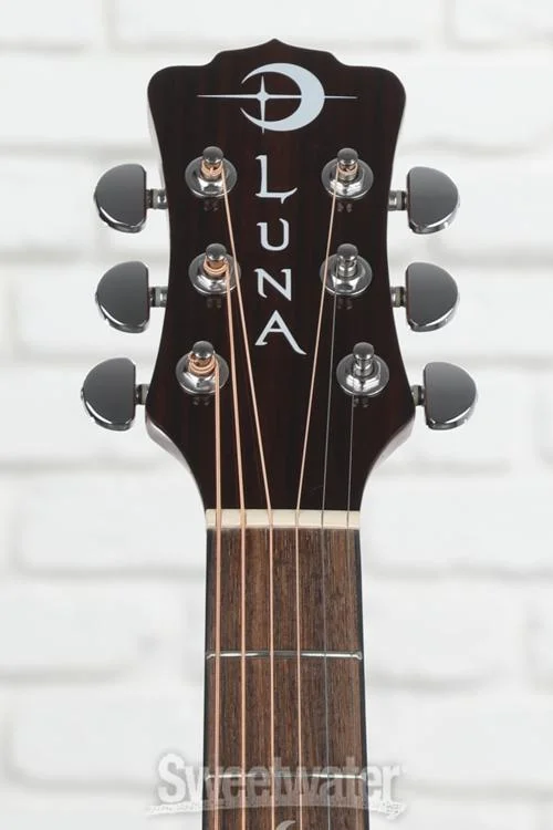  Luna Gypsy Exotic Black and White Ebony Grand Concert Acoustic-electric Guitar - Gloss Natural