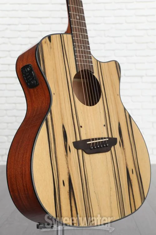  Luna Gypsy Exotic Black and White Ebony Grand Concert Acoustic-electric Guitar - Gloss Natural