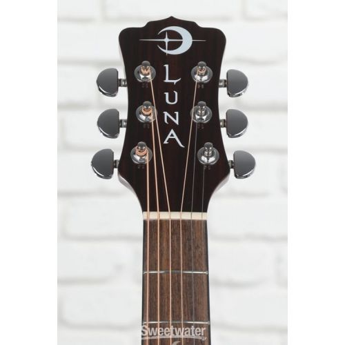  Luna Gypsy Exotic Black and White Ebony Grand Concert Acoustic-electric Guitar - Gloss Natural