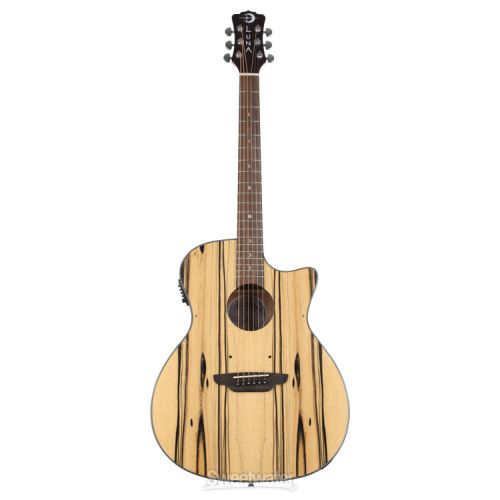  Luna Gypsy Exotic Black and White Ebony Grand Concert Acoustic-electric Guitar - Gloss Natural