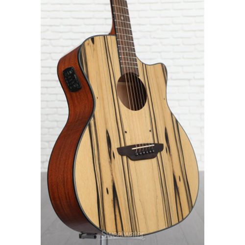  Luna Gypsy Exotic Black and White Ebony Grand Concert Acoustic-electric Guitar - Gloss Natural