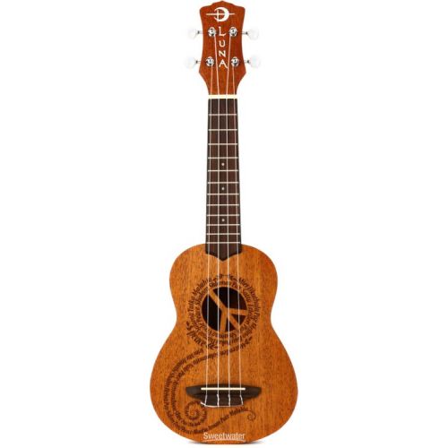  Luna Maluhia Peace Soprano Ukulele Essentials Bundle - Satin Natural