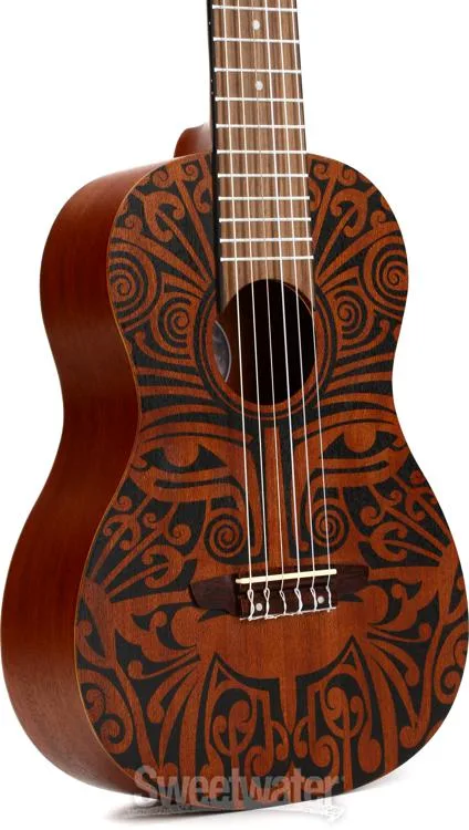  Luna Tribal Mahogany 6-String Baritone Ukulele - Satin Natural