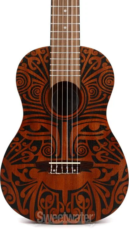  Luna Tribal Mahogany 6-String Baritone Ukulele - Satin Natural