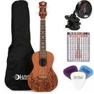 Luna Lizard Mahogany Concert Left-handed Ukulele Essentials Bundle - Satin Natural