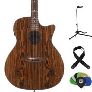 Luna Gypsy Exotic Caidie Acoustic-Electric Guitar Essentials Bundle - Gloss Natural