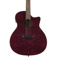 Luna Gypsy Quilted Ash Acoustic-electric Guitar - Transparent Purple