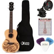 Luna Tattoo Spruce Concert Ukulele Essentials Bundle - Satin Natural