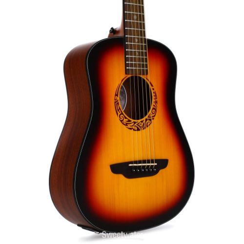  Luna Safari Tribal Left-handed Travel Acoustic-electric Guitar - Tobacco Sunburst Satin