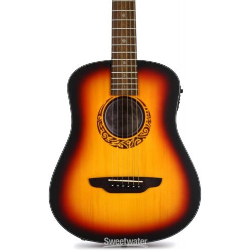  Luna Safari Tribal Left-handed Travel Acoustic-electric Guitar - Tobacco Sunburst Satin