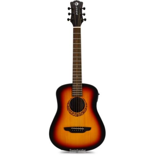  Luna Safari Tribal Left-handed Travel Acoustic-electric Guitar - Tobacco Sunburst Satin