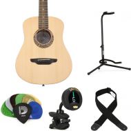 Luna Safari Muse Spruce Travel Guitar Essentials Bundle - Satin Natural