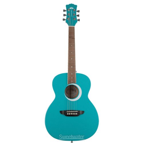  Luna Aurora Borealis 3/4-Size Acoustic Guitar Essentials Bundle - Teal Sparkle