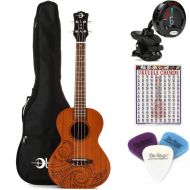 Luna Tattoo Mahogany Tenor Ukulele Essentials Bundle - Satin Natural