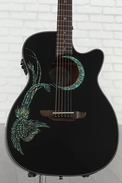  Luna Fauna Phoenix Acoustic-electric Guitar - Classic Black with Abalone Phoenix & Crescent Moon Demo