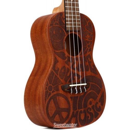  Luna Love Music Peace Concert Ukulele - Satin Natural