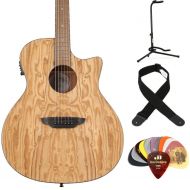 Luna Gypsy Quilted Ash Acoustic-Electric Guitar Essentials Bundle - Gloss Natural