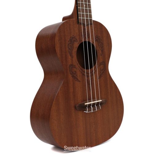  Luna Honu Tribal Turtle Tenor Ukulele - Satin Natural