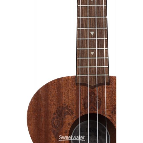  Luna Honu Tribal Turtle Tenor Ukulele - Satin Natural