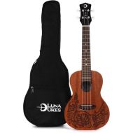 Luna Lizard Mahogany Concert Ukulele A/E - Satin Natural