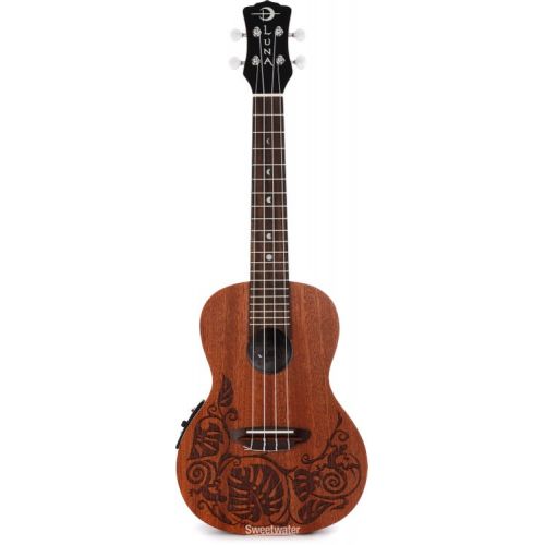  Luna Lizard Mahogany Concert Ukulele A/E - Satin Natural